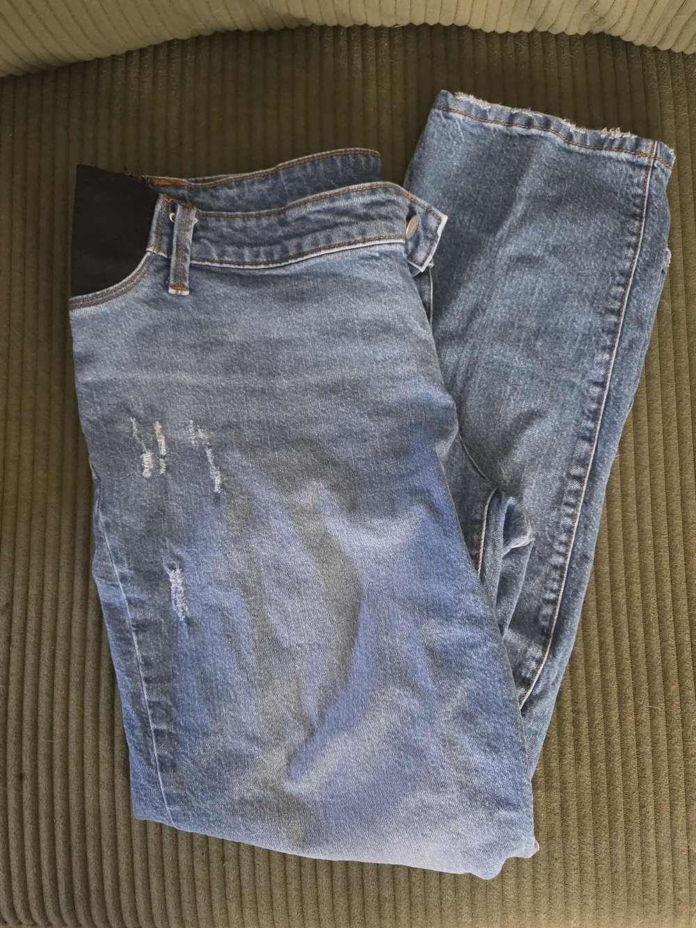 Womens Maternity Blue Distressed Jeans - Classic Denim